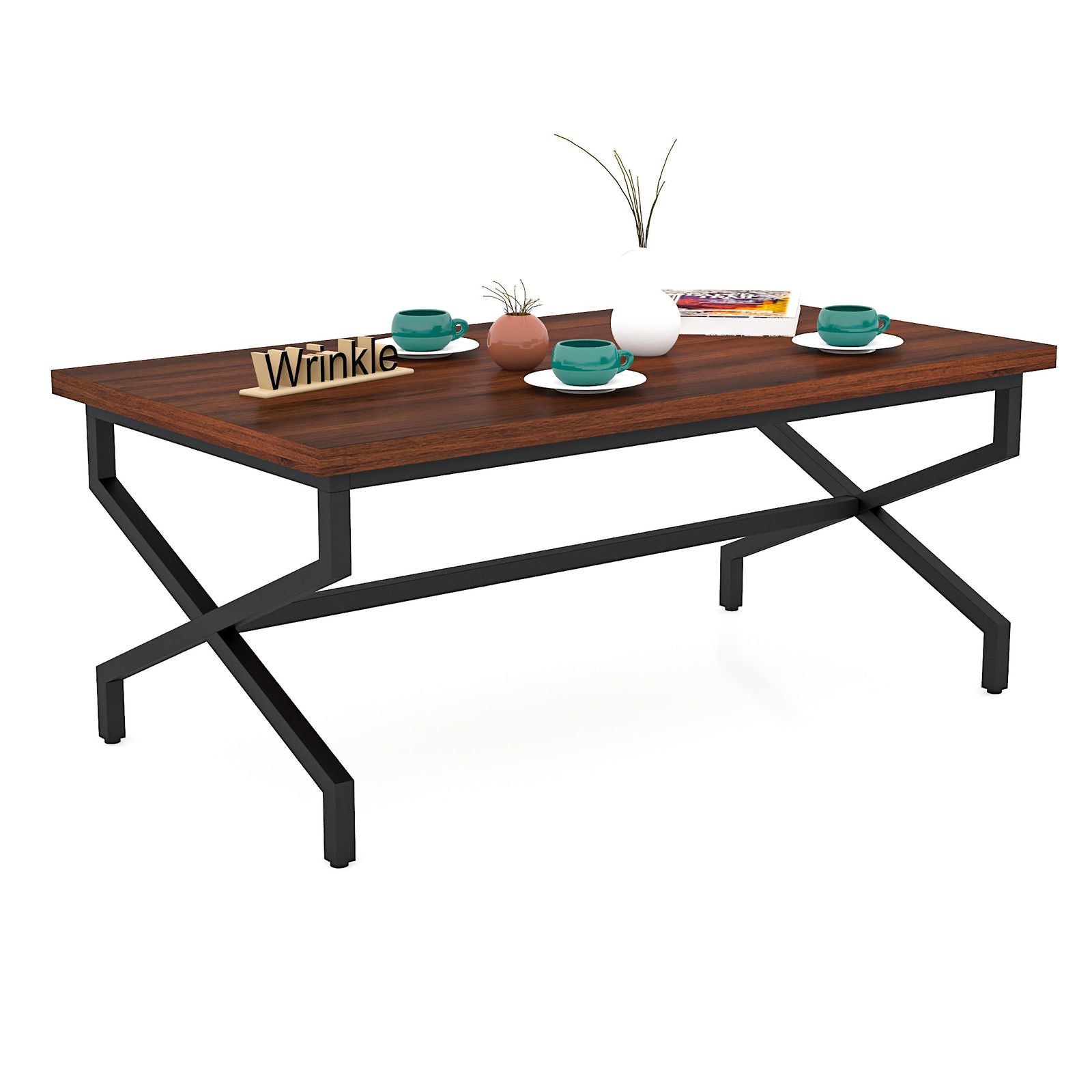 Heavy and Latest Iron Rectanlge Table With Solid Sheesham Wood - Furnishiaa -  - 