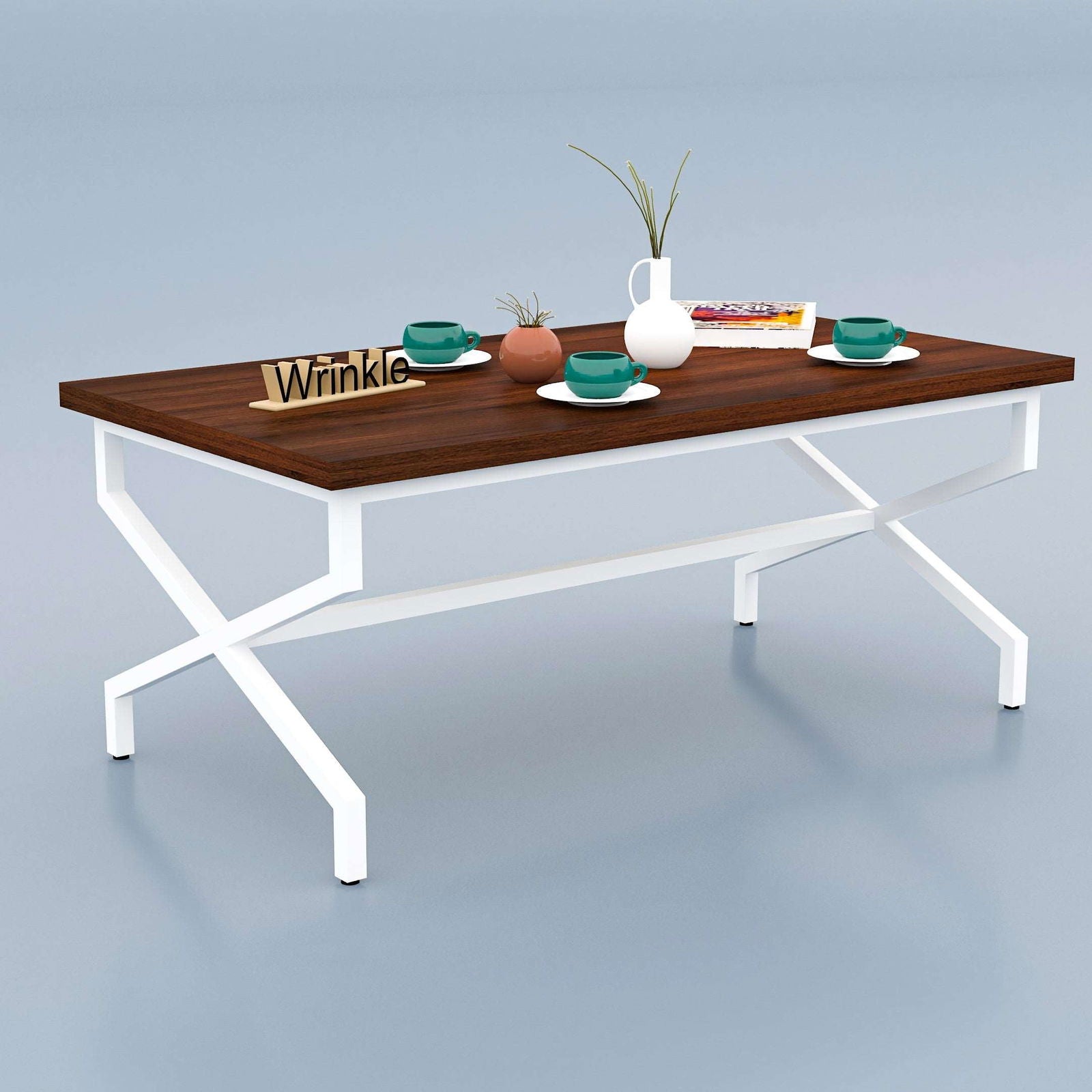 Heavy and Latest Iron Rectanlge Table With Solid Sheesham Wood - Furnishiaa -  - 