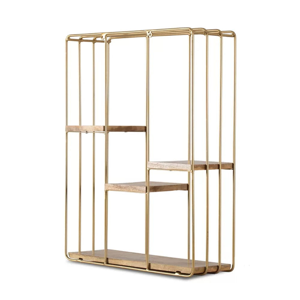 Iron And Solid Sheesham Wood 4 Piece Square Accent Shelf - Furnishiaa -  - 