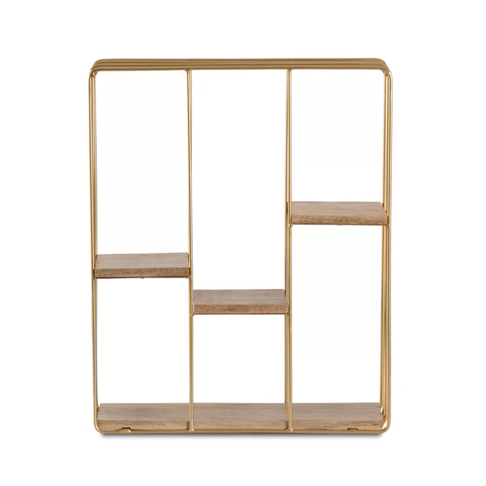 Iron And Solid Sheesham Wood 4 Piece Square Accent Shelf - Furnishiaa -  - 