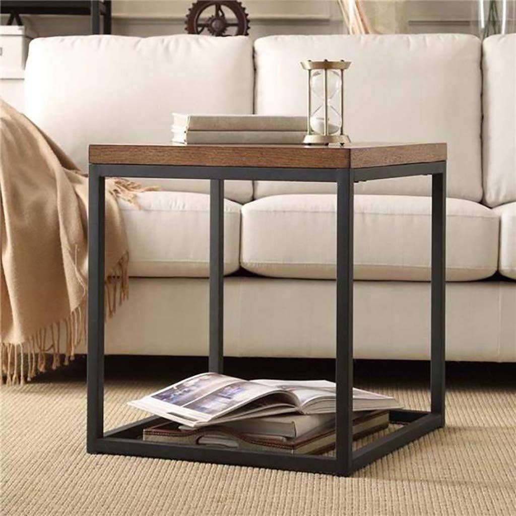 Iron Frame Solid Wood Bedside Table for Living Room - Furnishiaa -  - 