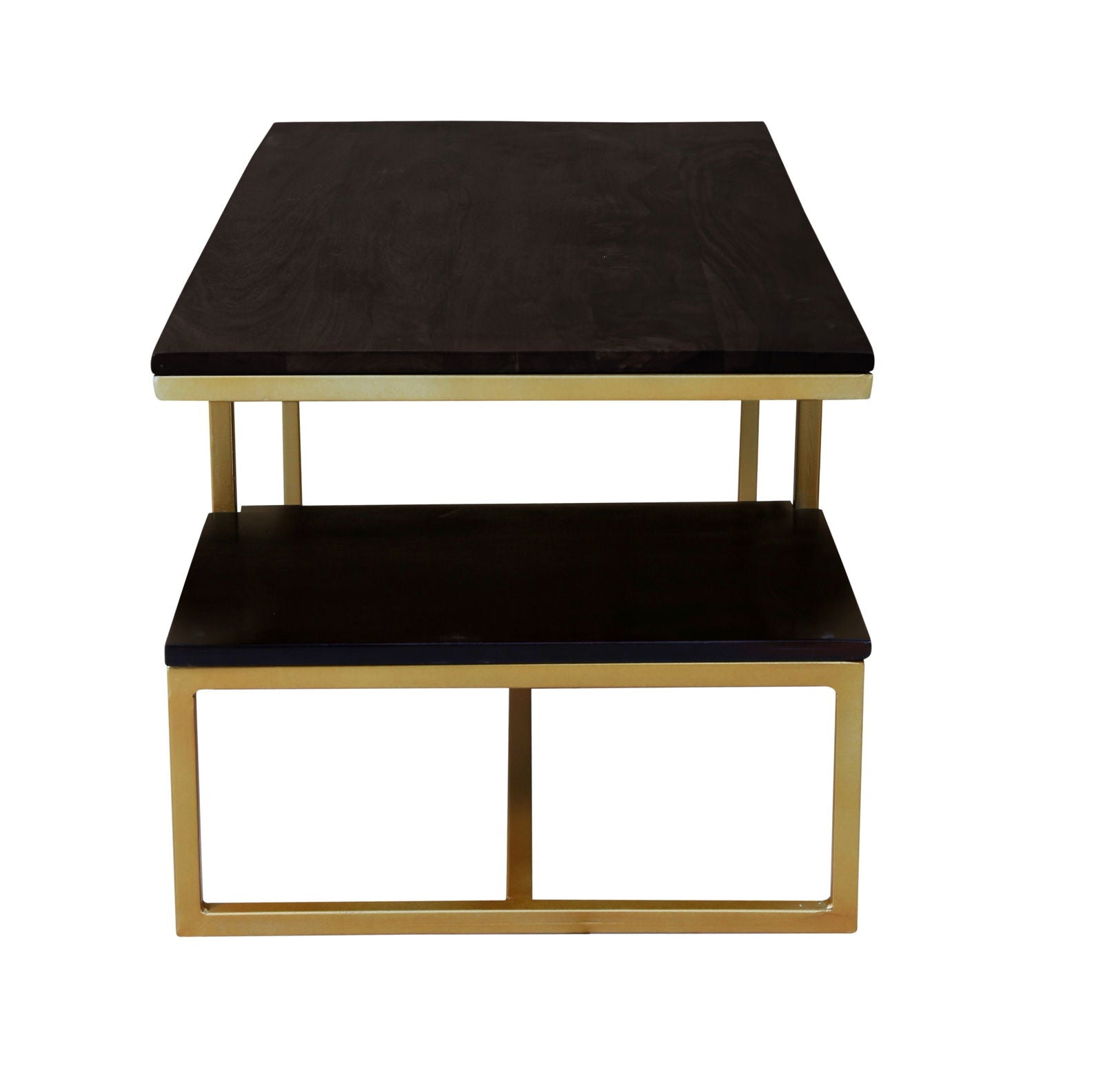 Iron Frame Solid Wood Center Coffee Table Gold for Living Room - Furnishiaa -  - 