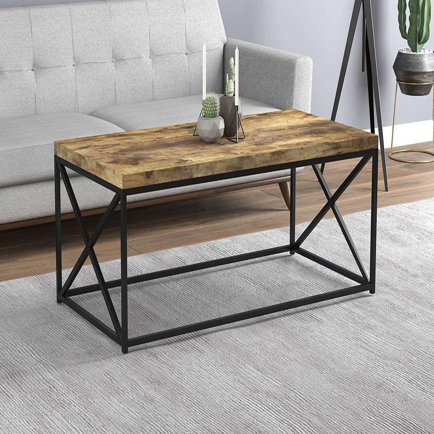 Iron Frame Solid Wood Center Coffee Tables for Living Room - Furnishiaa -  - 