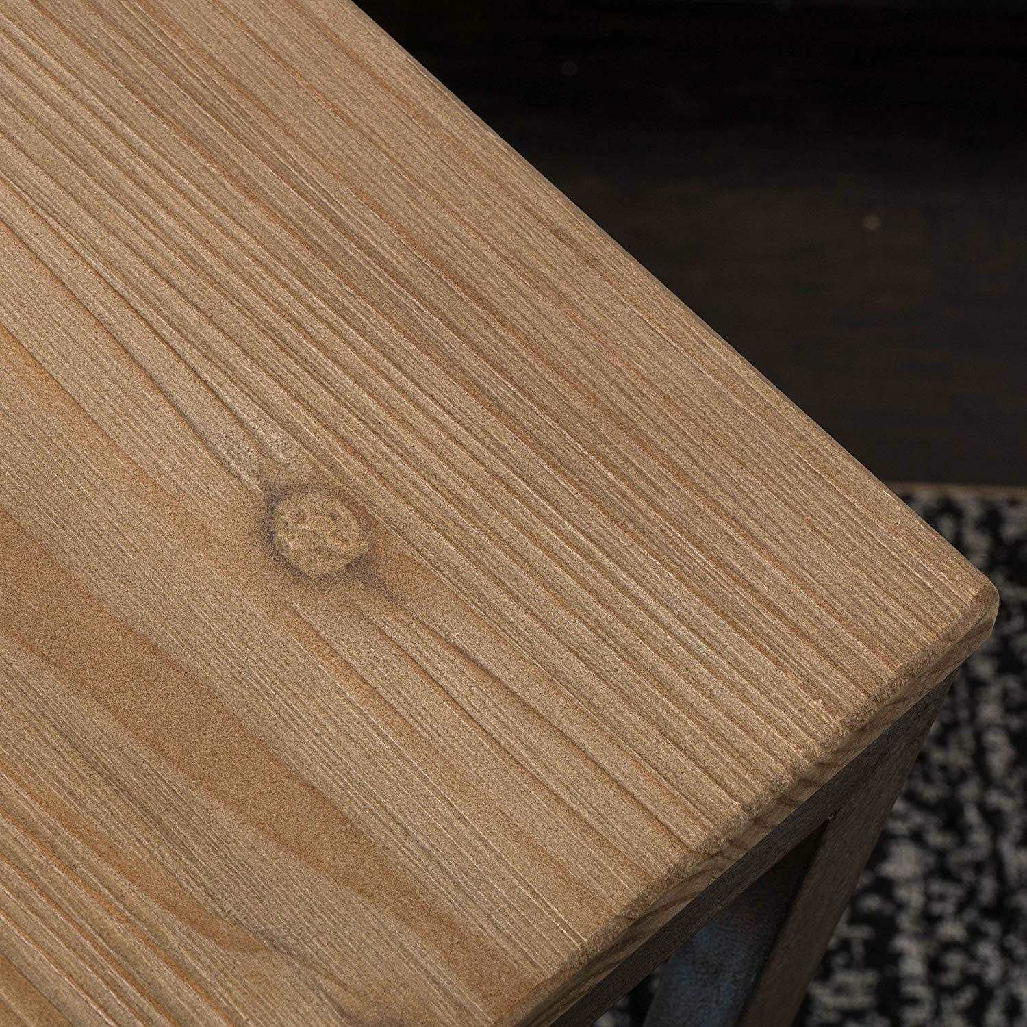 Iron Frame Solid Wood Nesting Tables for Home Set of 3 Stools for Living Room Black - Furnishiaa -  - 