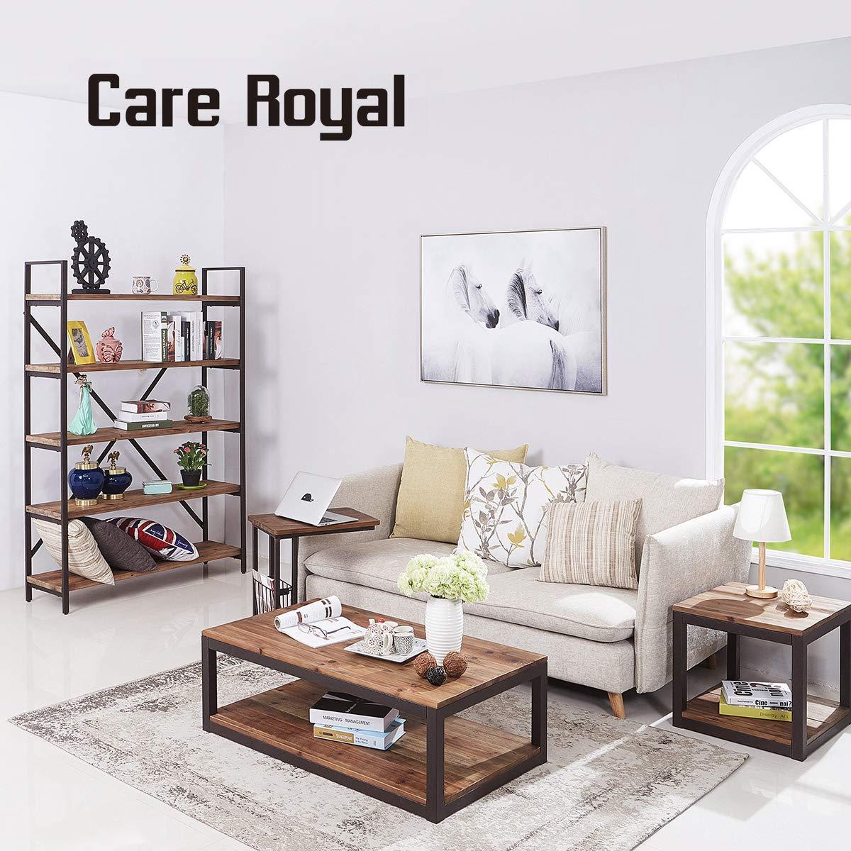 Iron Frame Solid Wood Storage Shelf Center Coffee Tables for Living Room Furniture - Furnishiaa -  - 