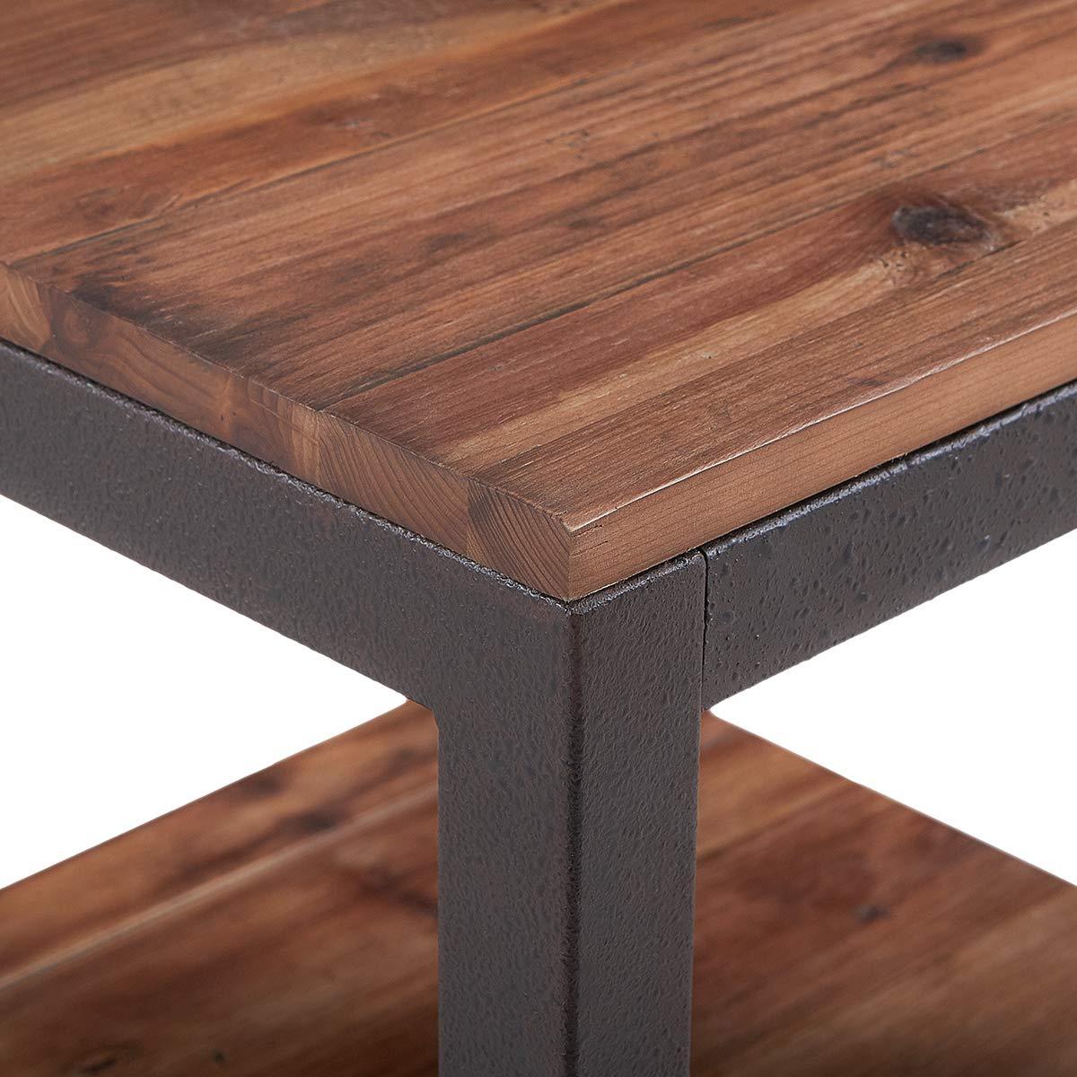 Iron Frame Solid Wood Storage Shelf Center Coffee Tables for Living Room Furniture - Furnishiaa -  - 