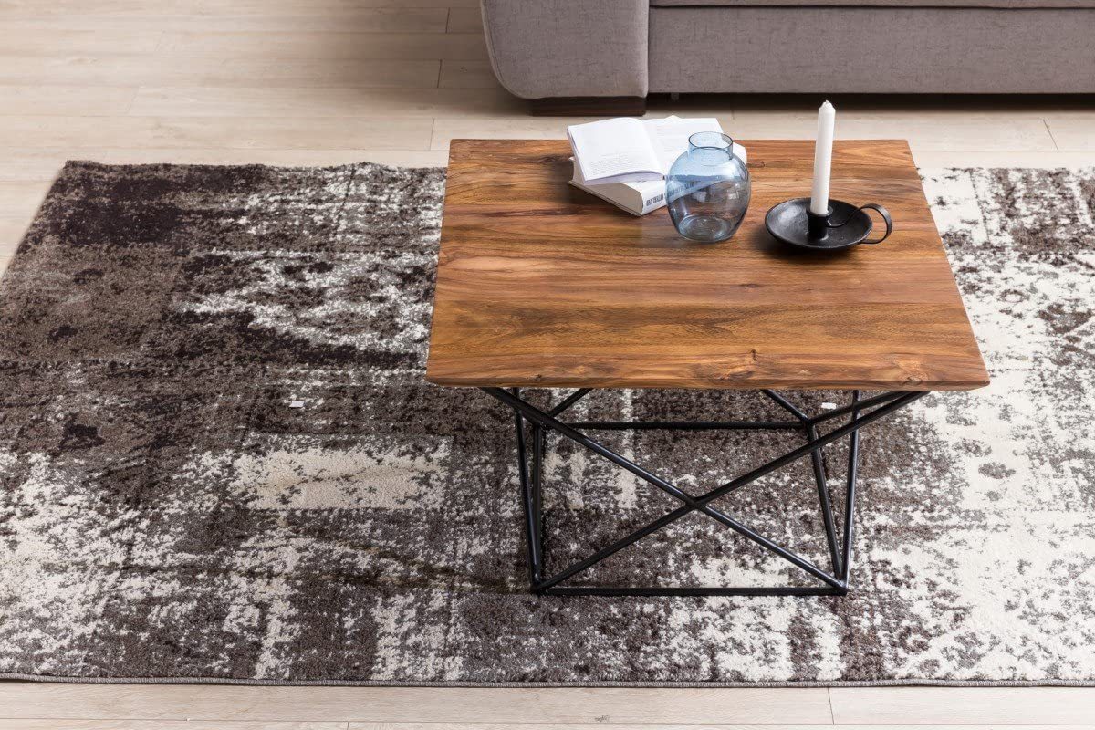 Iron & Solid Sheesham Wood Square Coffee Table for Home - Furnishiaa -  - 