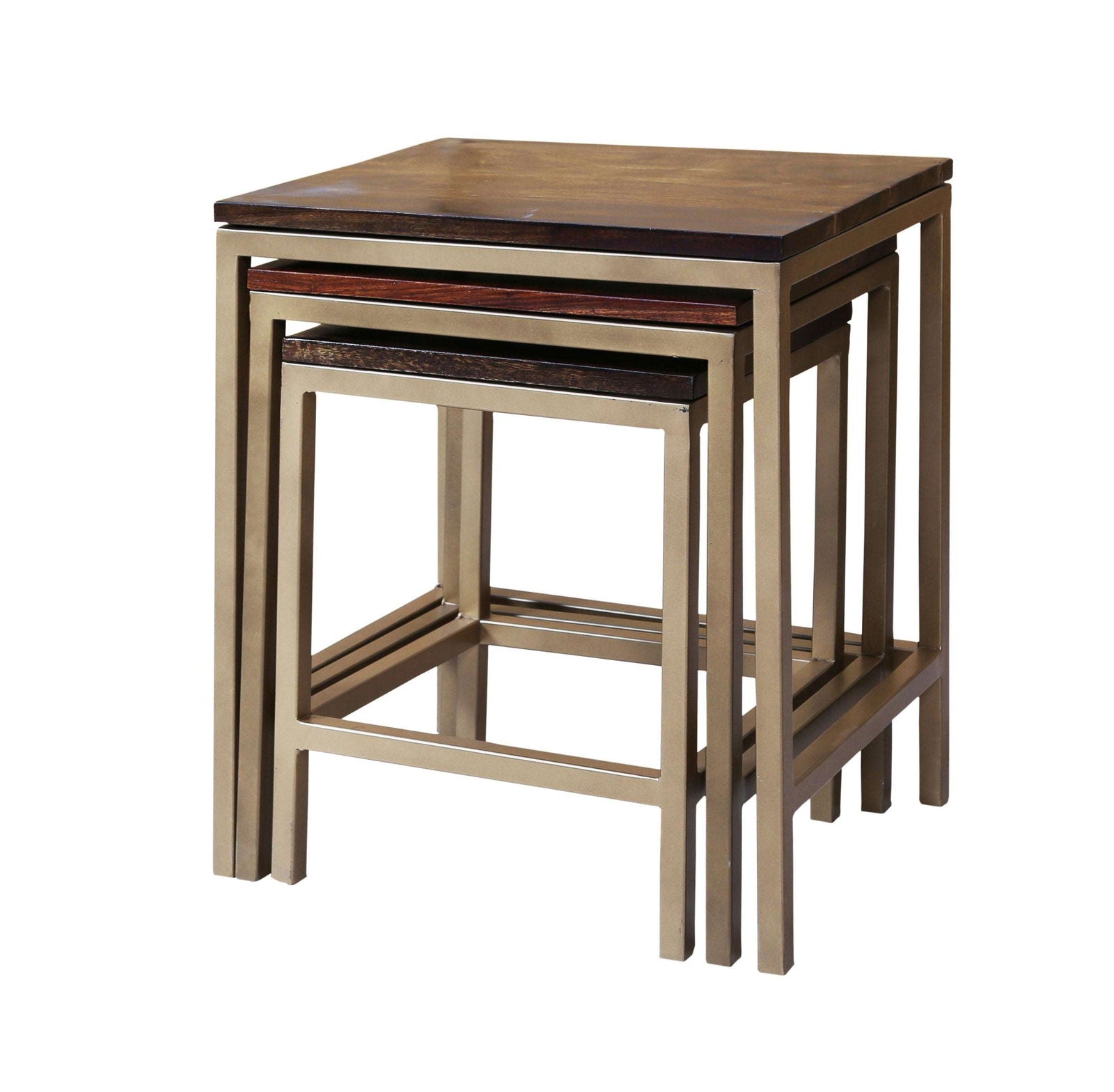 Iron & Wooden Tables Set For Home (Gold) - Furnishiaa -  - 