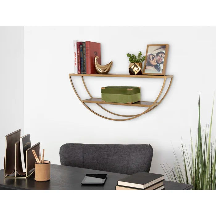 Iron and Solid Sheesham Wood 2 Piece Accent Shelf - Furnishiaa -  - 