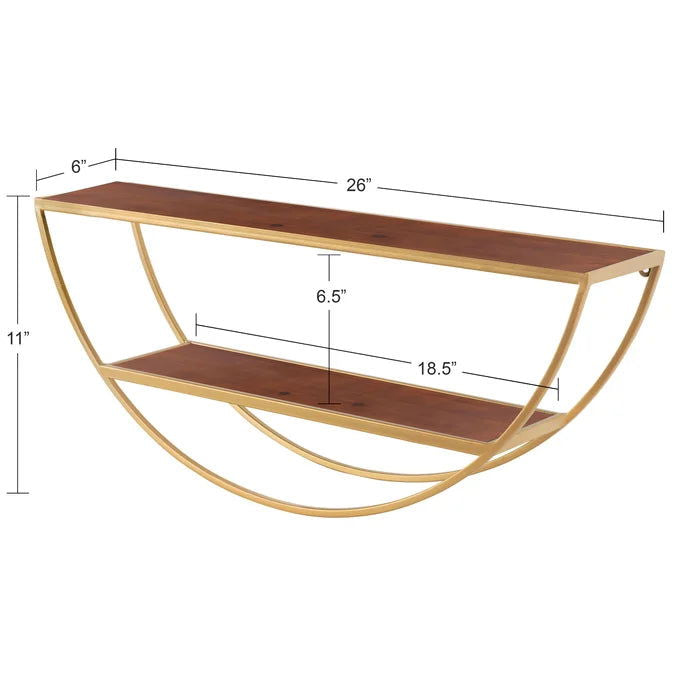 Iron and Solid Sheesham Wood 2 Piece Accent Shelf - Furnishiaa -  - 