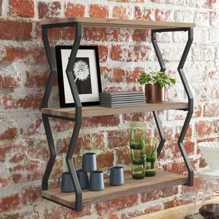 Iron and Solid Sheesham Wood 3 Piece Accent Shelf - Furnishiaa -  - 