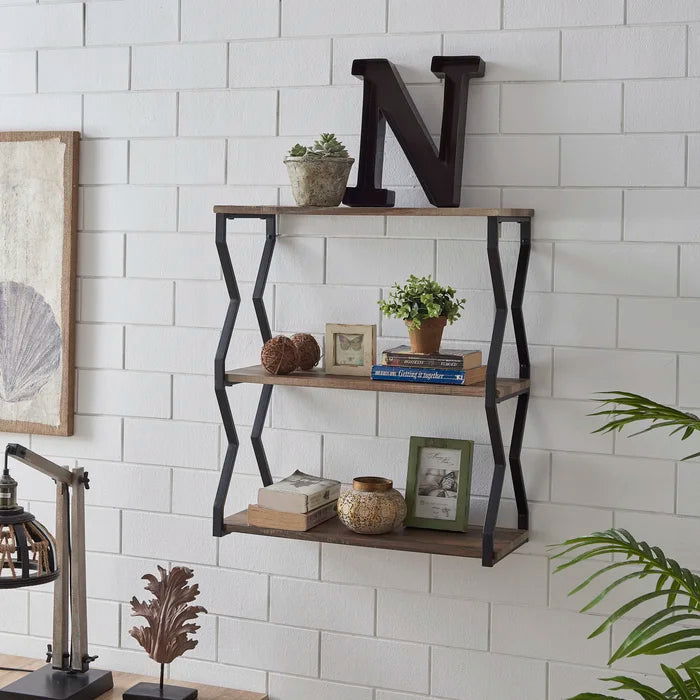 Iron and Solid Sheesham Wood 3 Piece Accent Shelf - Furnishiaa -  - 