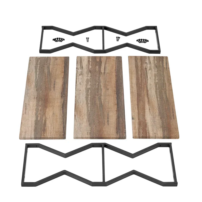 Iron and Solid Sheesham Wood 3 Piece Accent Shelf - Furnishiaa -  - 