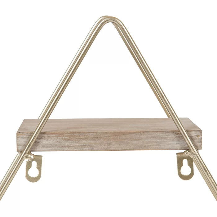 Iron and Solid Sheesham Wood 3 Tiered Floating Rustic Wall Shelf - Furnishiaa -  - 