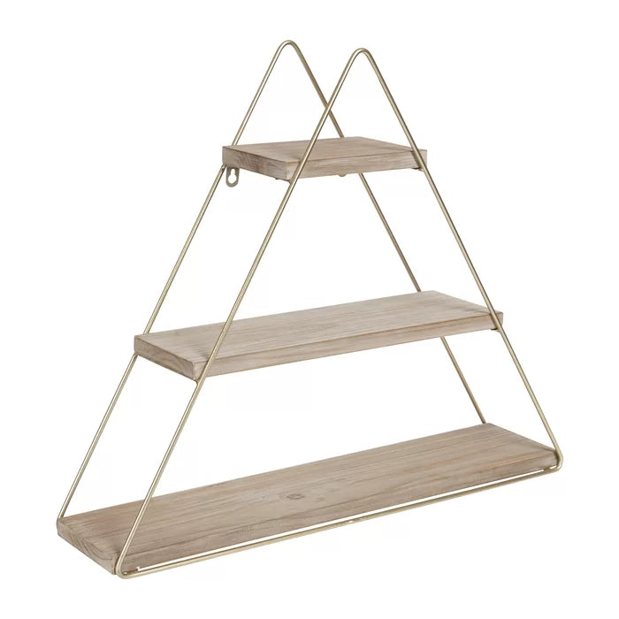 Iron and Solid Sheesham Wood 3 Tiered Floating Rustic Wall Shelf - Furnishiaa -  - 