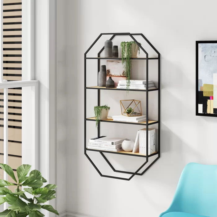 Iron and Solid Sheesham Wood Wall Shelf - Furnishiaa -  - 