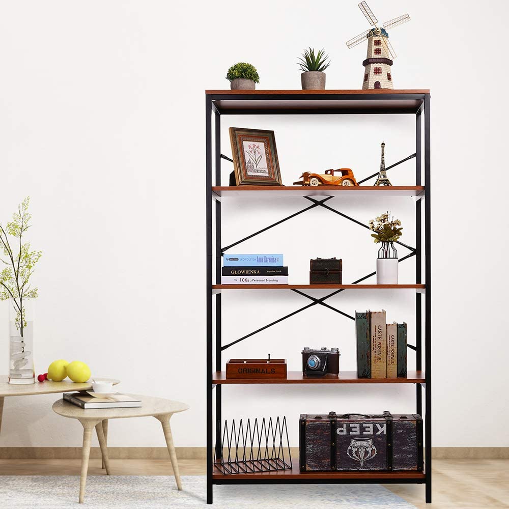 Iron and Solid Wood Book Shelf For Home - Furnishiaa -  - 