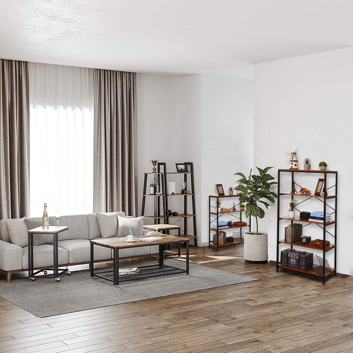 Iron and Solid Wood Book Shelf For Home - Furnishiaa -  - 