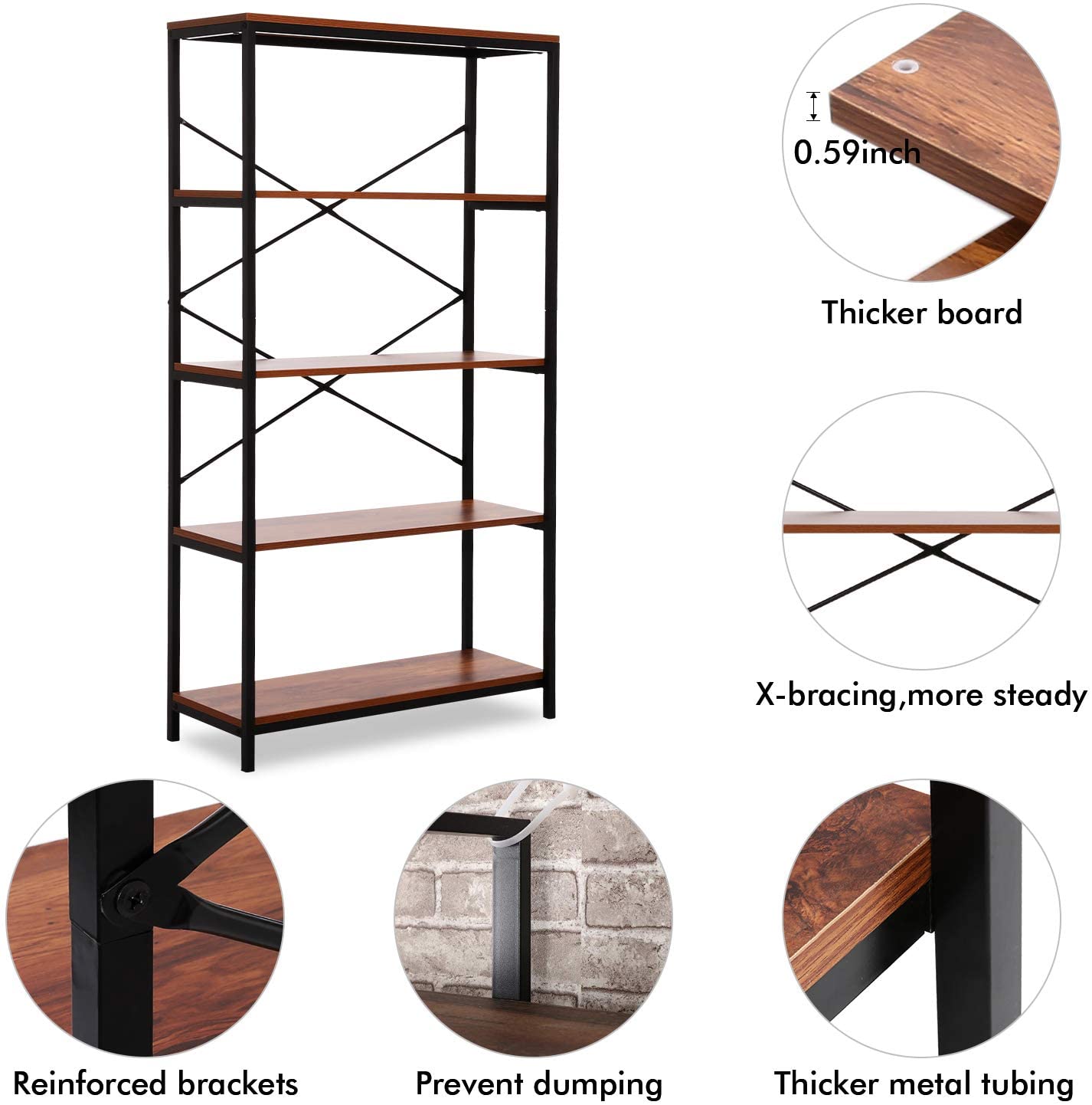Iron and Solid Wood Book Shelf For Home - Furnishiaa -  - 