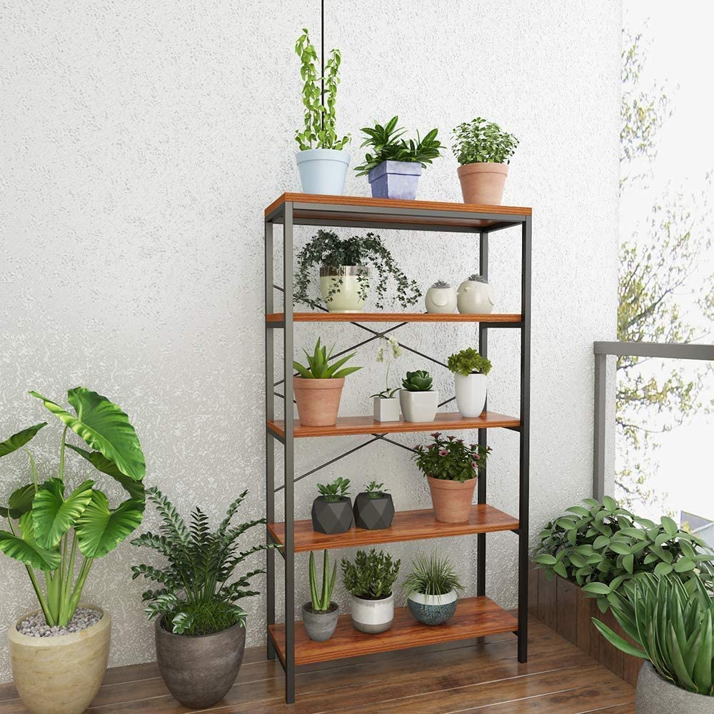 Iron and Solid Wood Book Shelf For Home - Furnishiaa -  - 