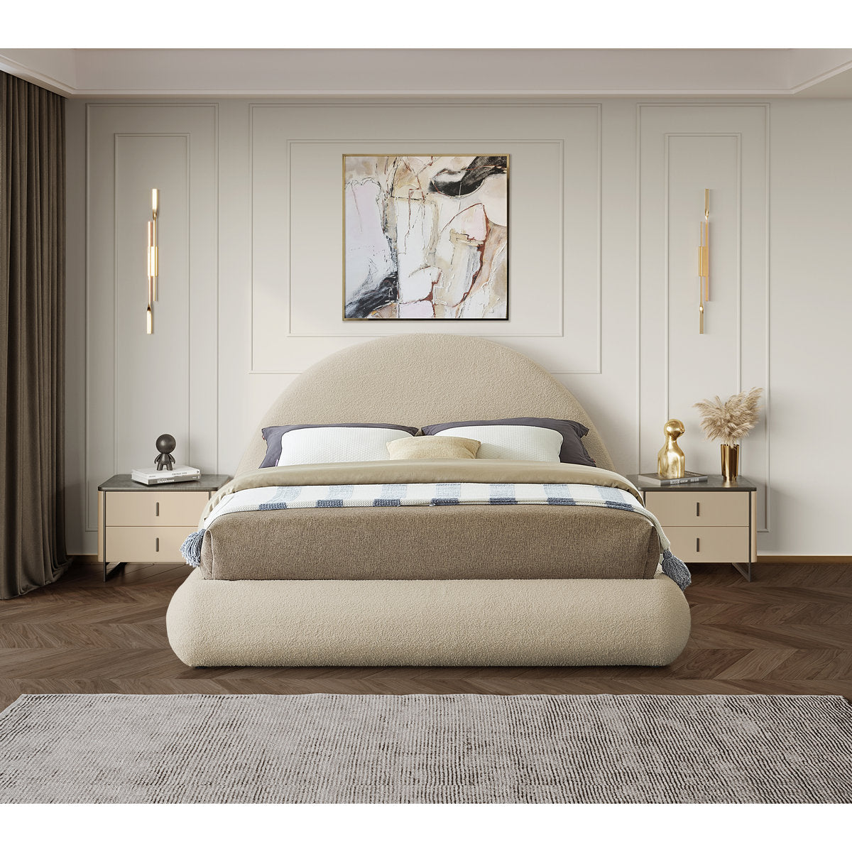 Furnishiaa Premium Fabric Upholstered Platform Bed