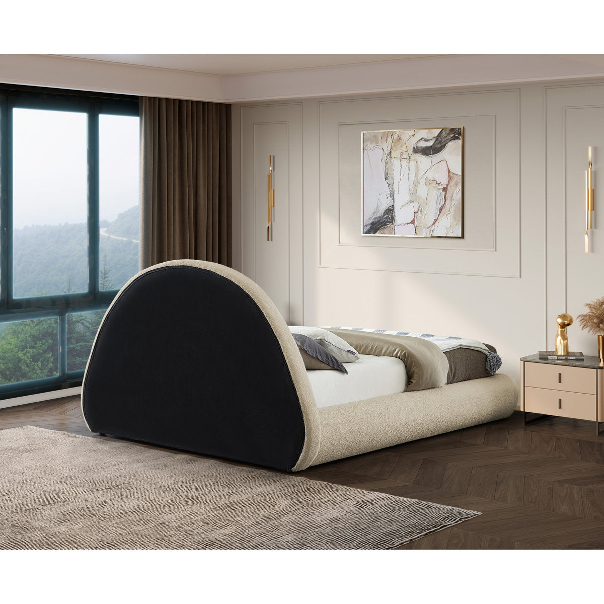 Furnishiaa Premium Fabric Upholstered Platform Bed