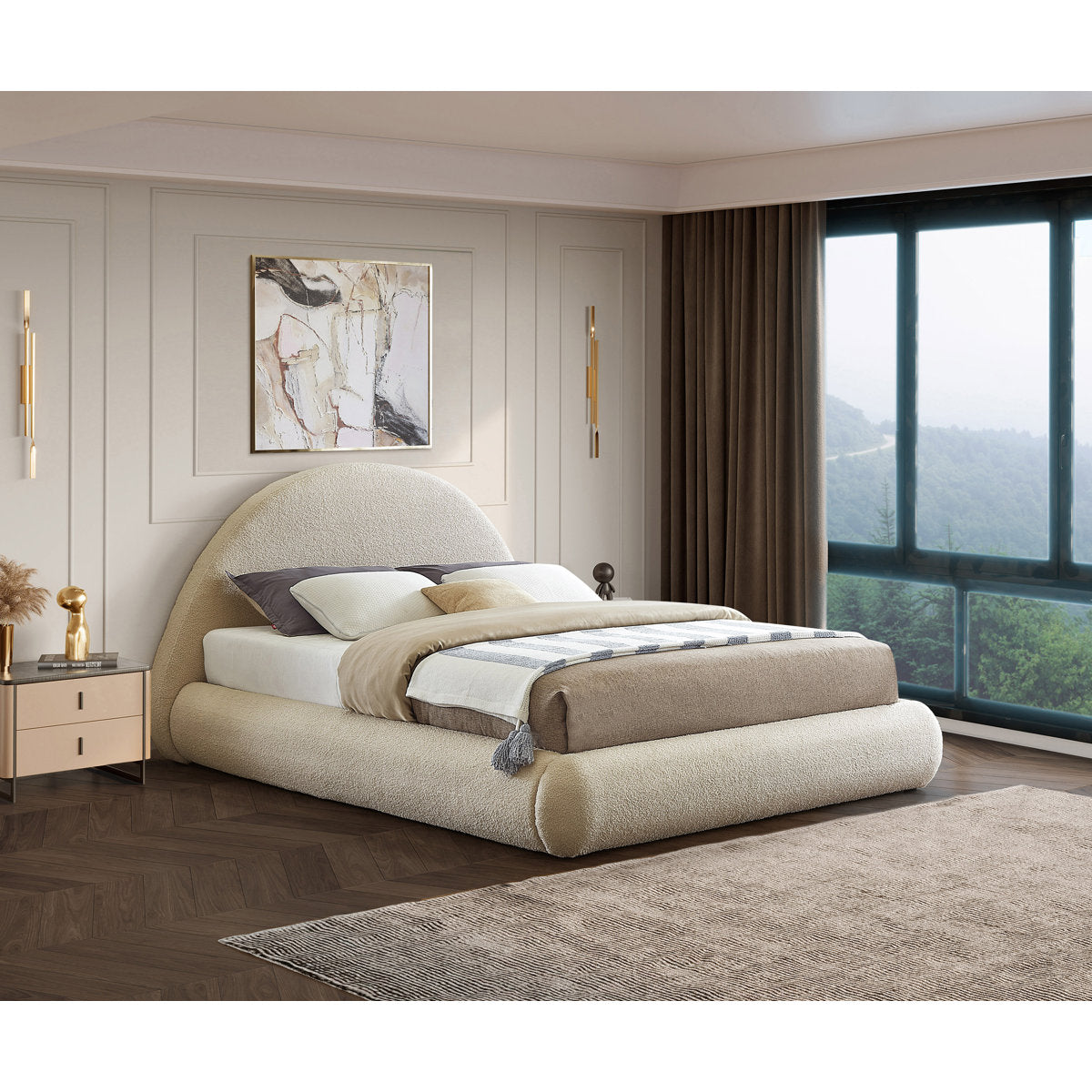 Furnishiaa Premium Fabric Upholstered Platform Bed