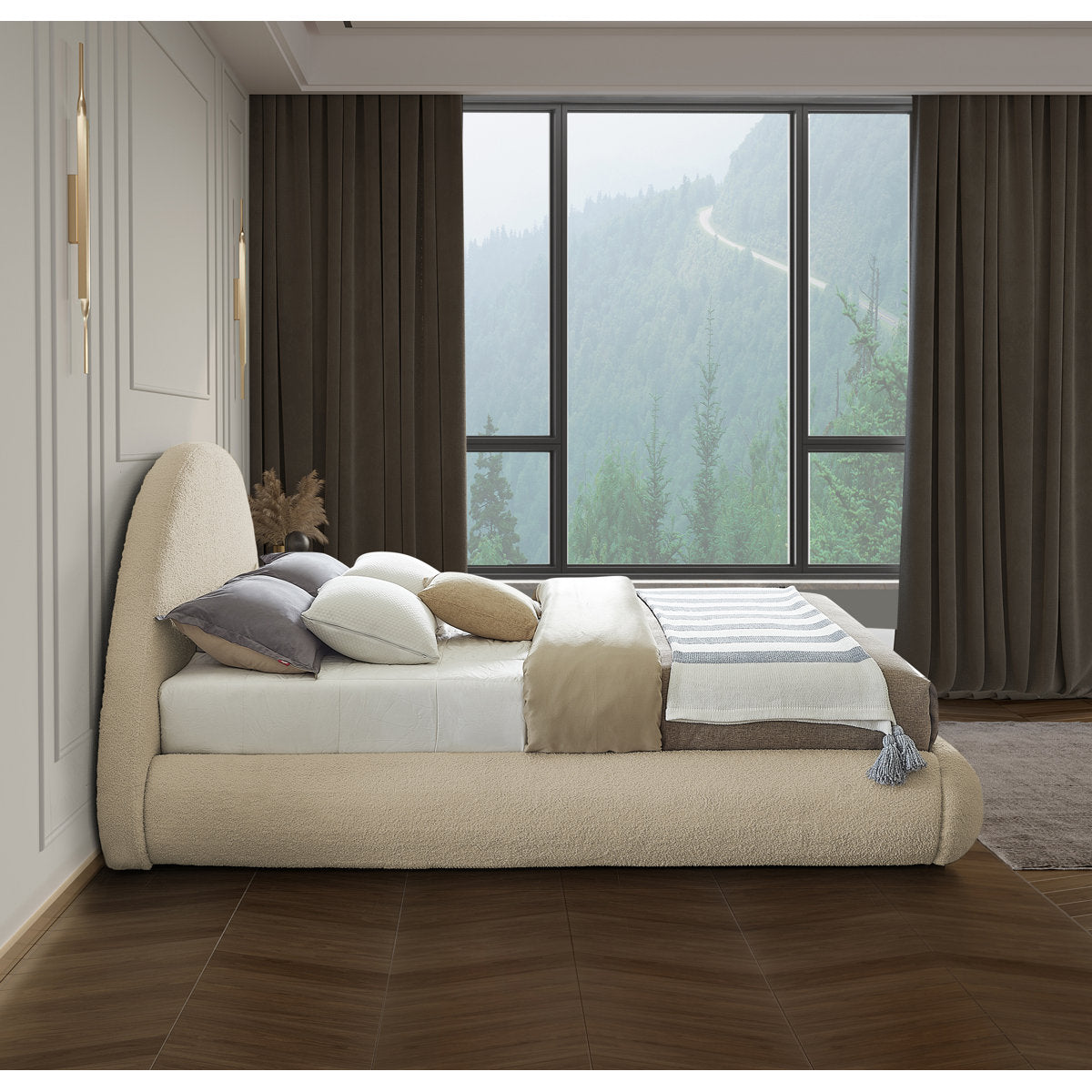 Furnishiaa Premium Fabric Upholstered Platform Bed
