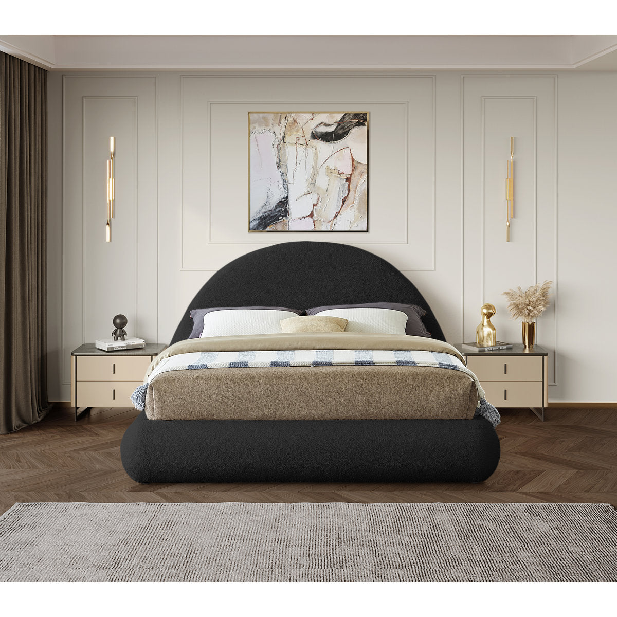 Furnishiaa Premium Fabric Upholstered Platform Bed