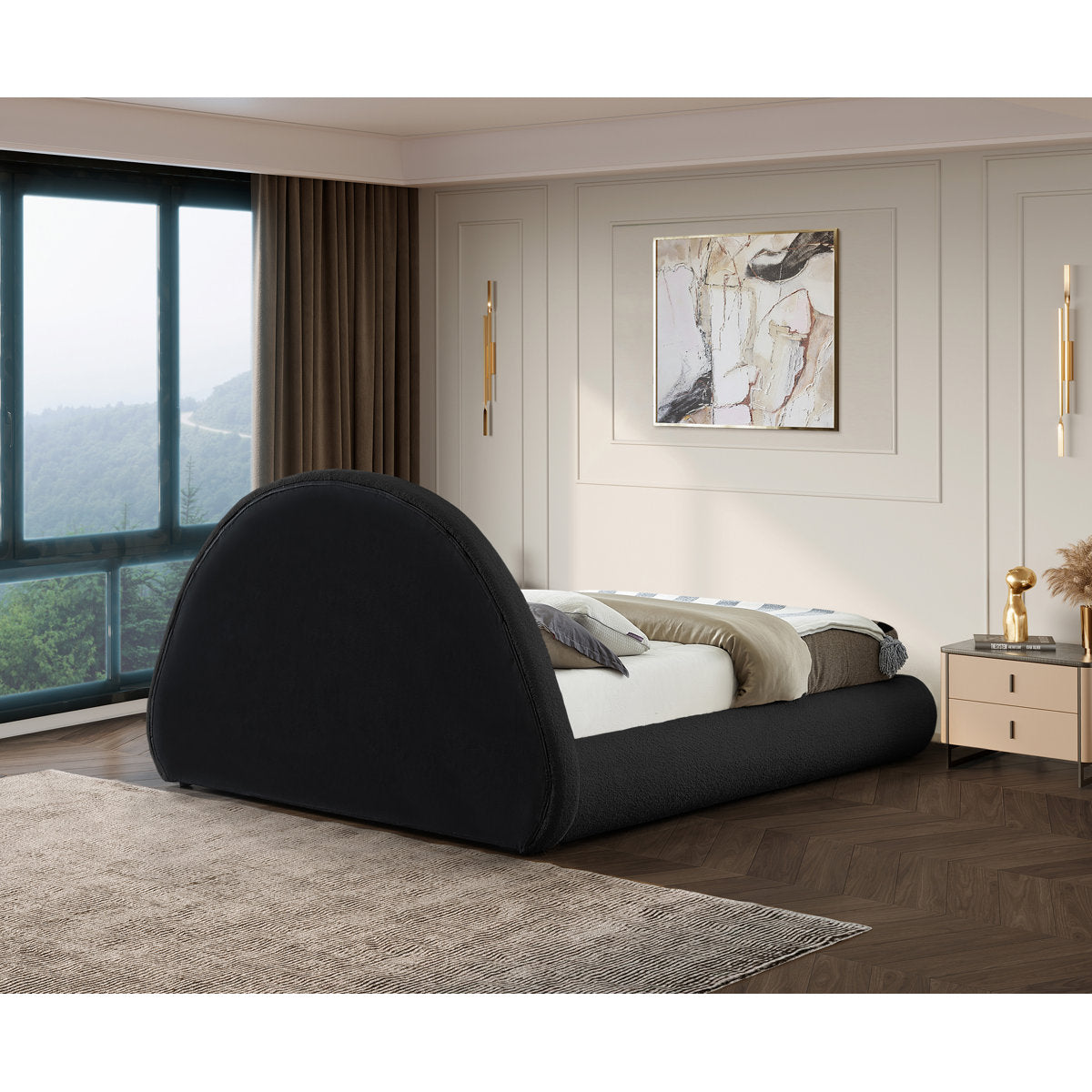Furnishiaa Premium Fabric Upholstered Platform Bed