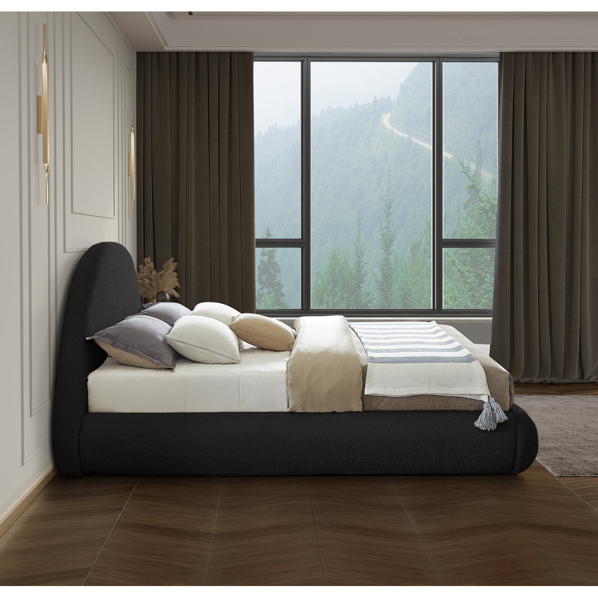 Furnishiaa Premium Fabric Upholstered Platform Bed