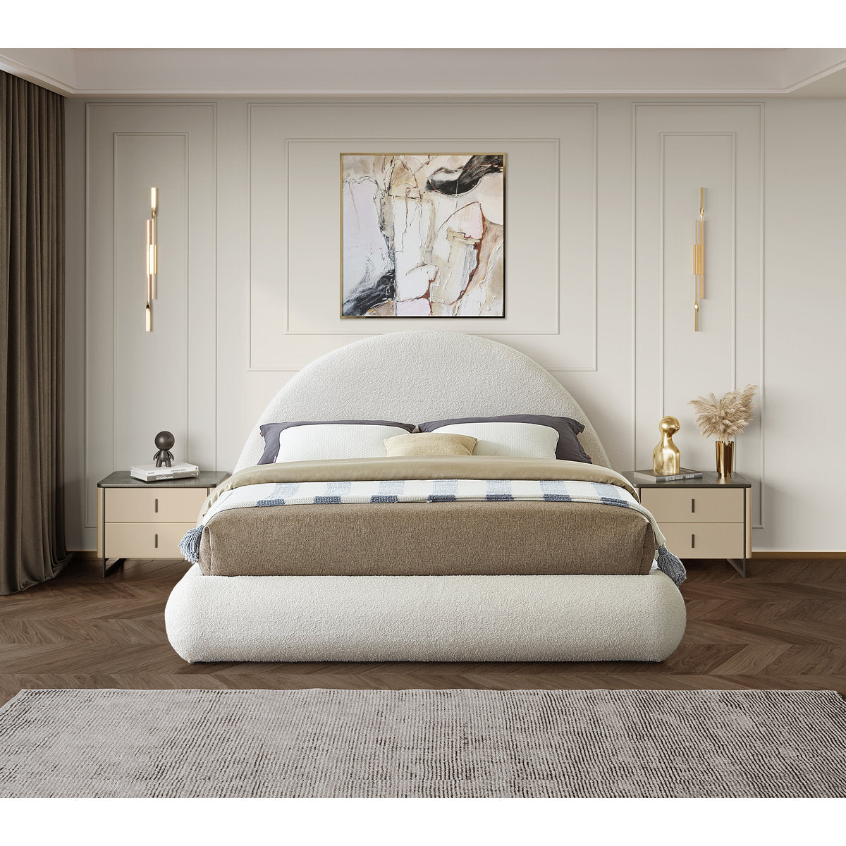 Furnishiaa Premium Fabric Upholstered Platform Bed