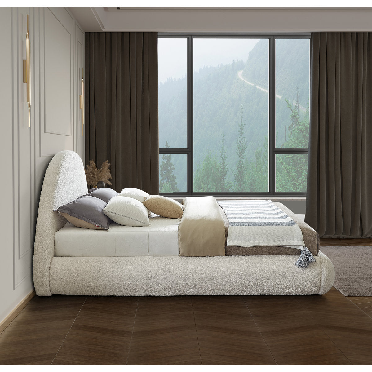 Furnishiaa Premium Fabric Upholstered Platform Bed