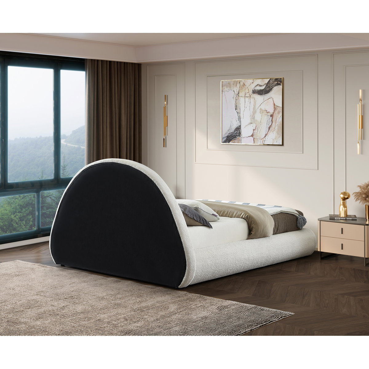 Furnishiaa Premium Fabric Upholstered Platform Bed