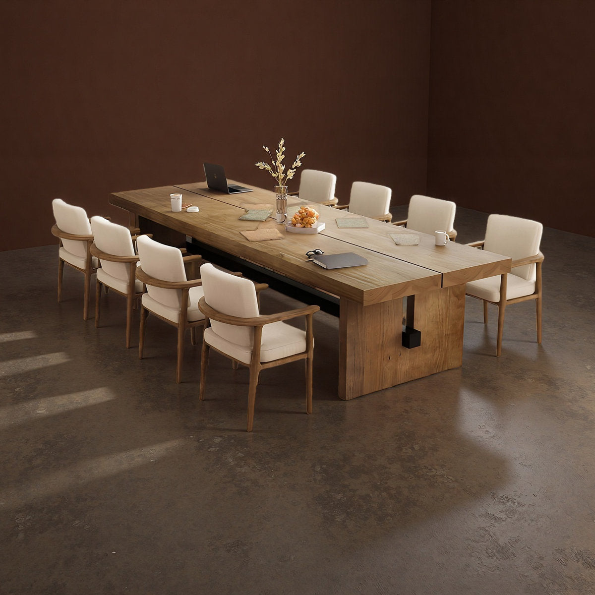 Furnishiaa Rectangular Banquet Style Solid Wood Dining Table