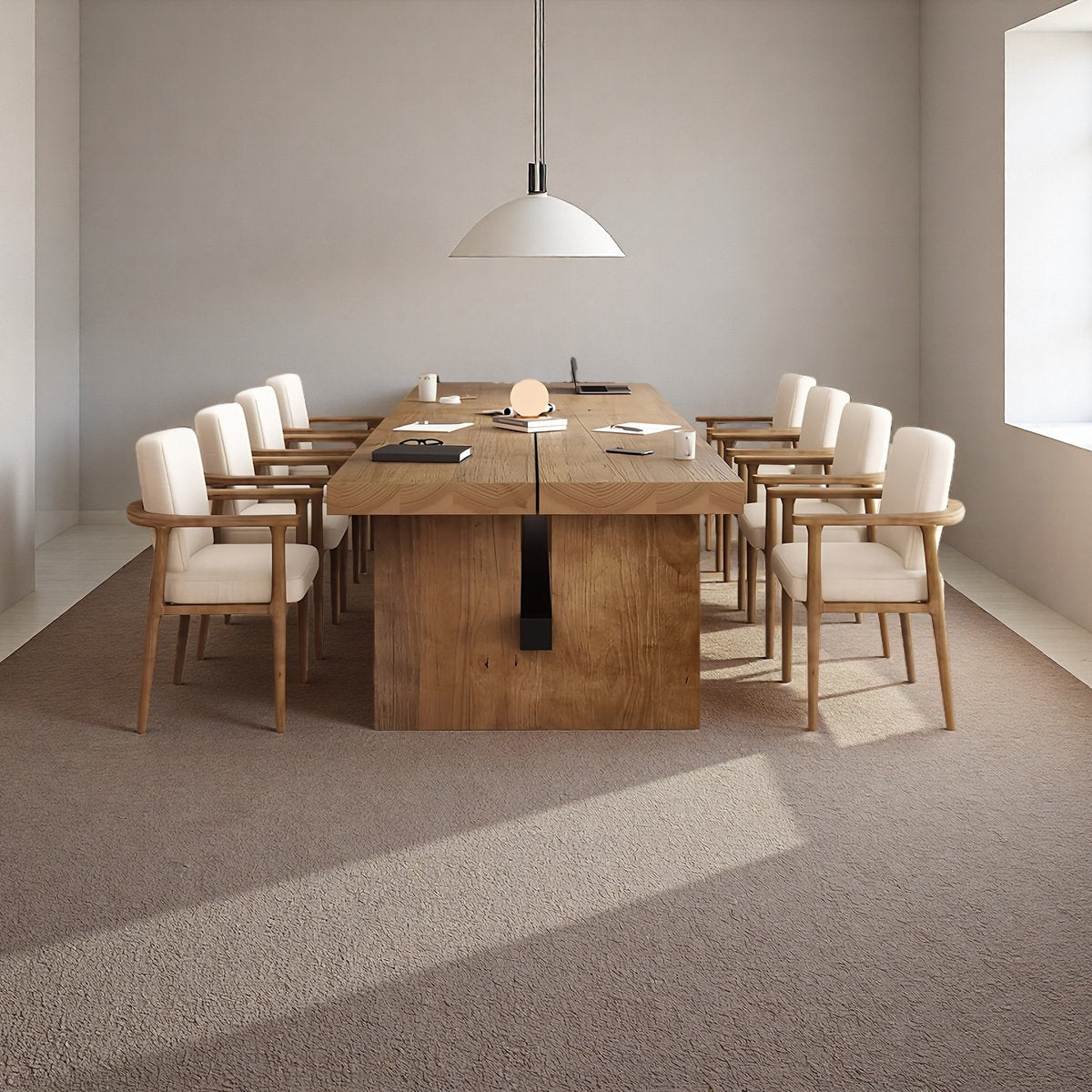 Furnishiaa Rectangular Banquet Style Solid Wood Dining Table