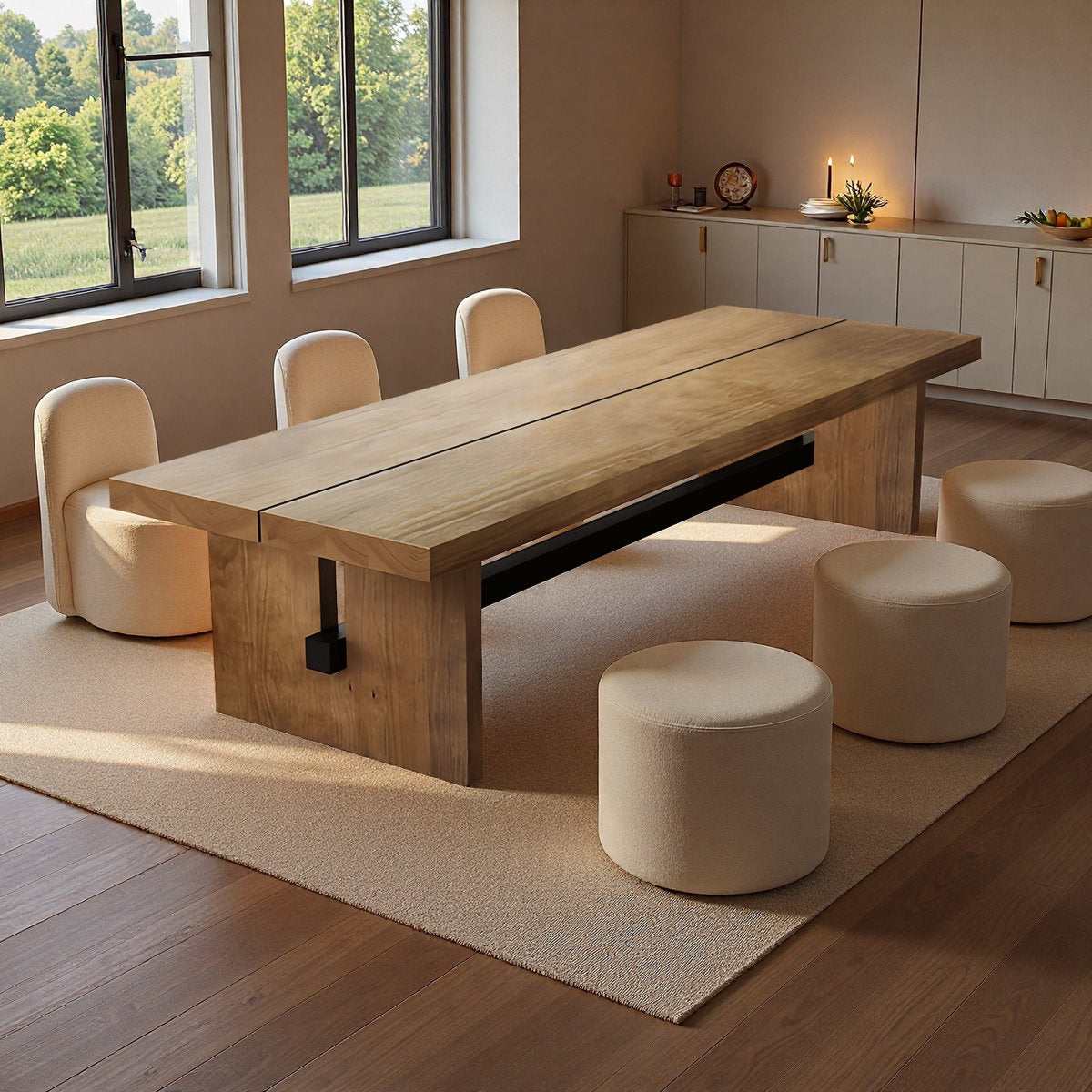 Furnishiaa Rectangular Banquet Style Solid Wood Dining Table