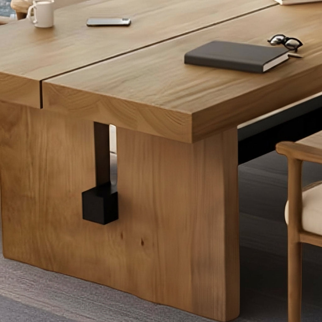 Furnishiaa Rectangular Banquet Style Solid Wood Dining Table