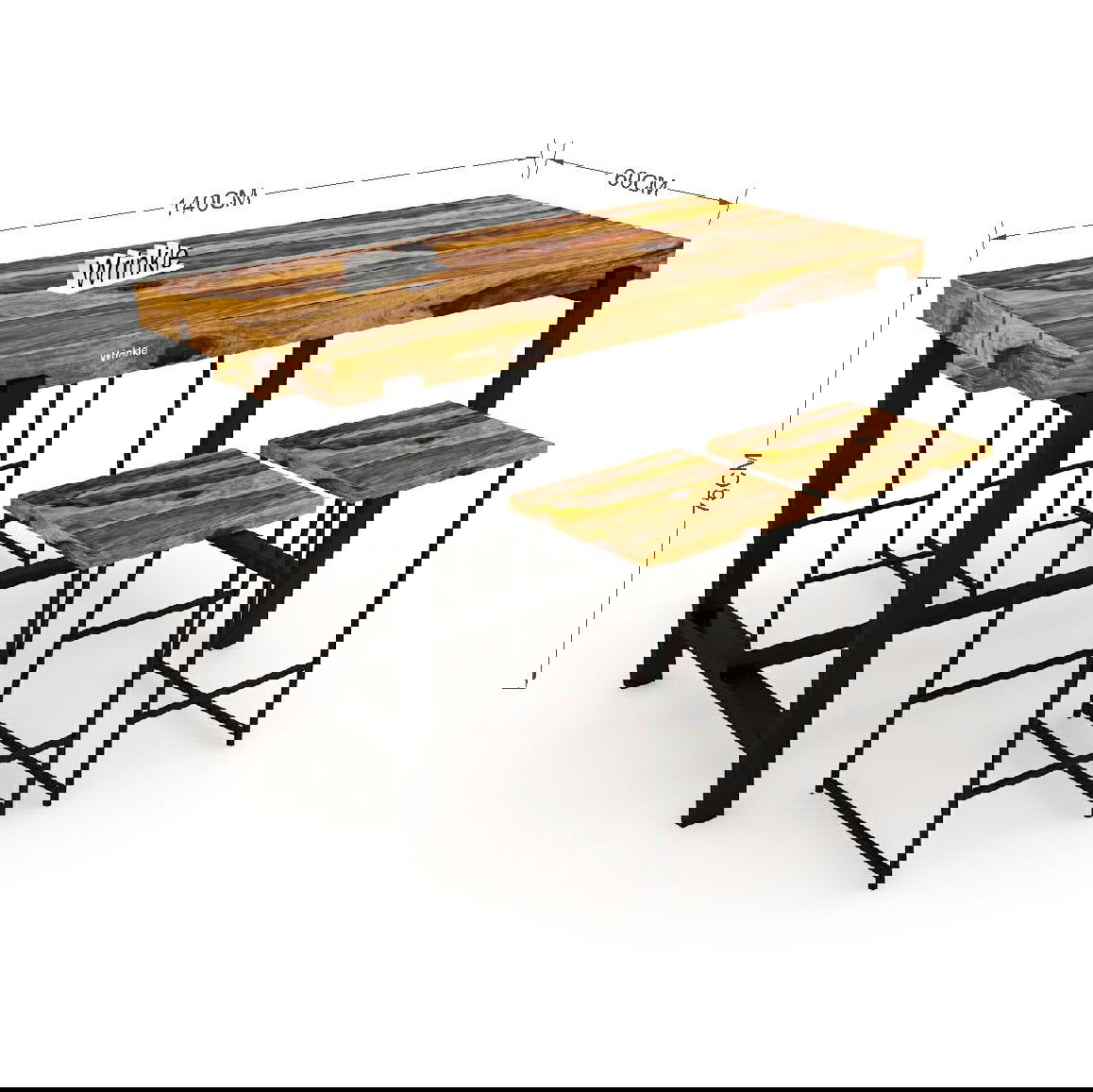 Likely True New 1 Sheesham Wood & Metal Dining Set for Home - Furnishiaa -  - 