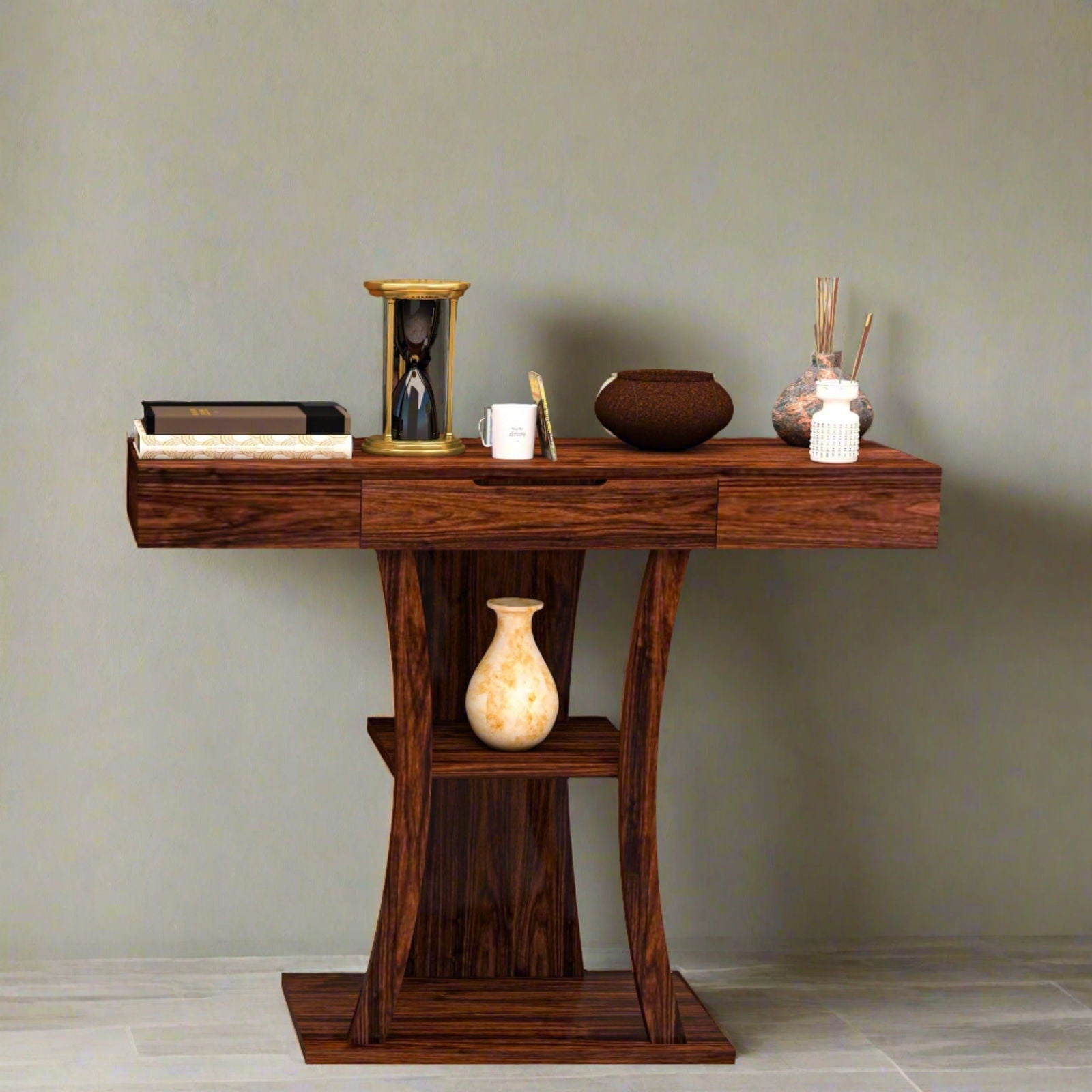 Luxurious Console Table In Solid Sheesham With Walnut finish - Furnishiaa -  - 
