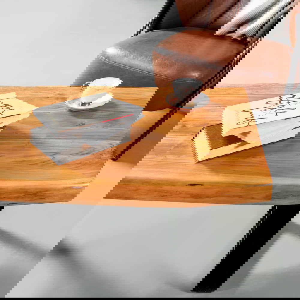 Luxurious Live Edge Solid Wood U Shape Leg Coffee Table - Furnishiaa -  - 