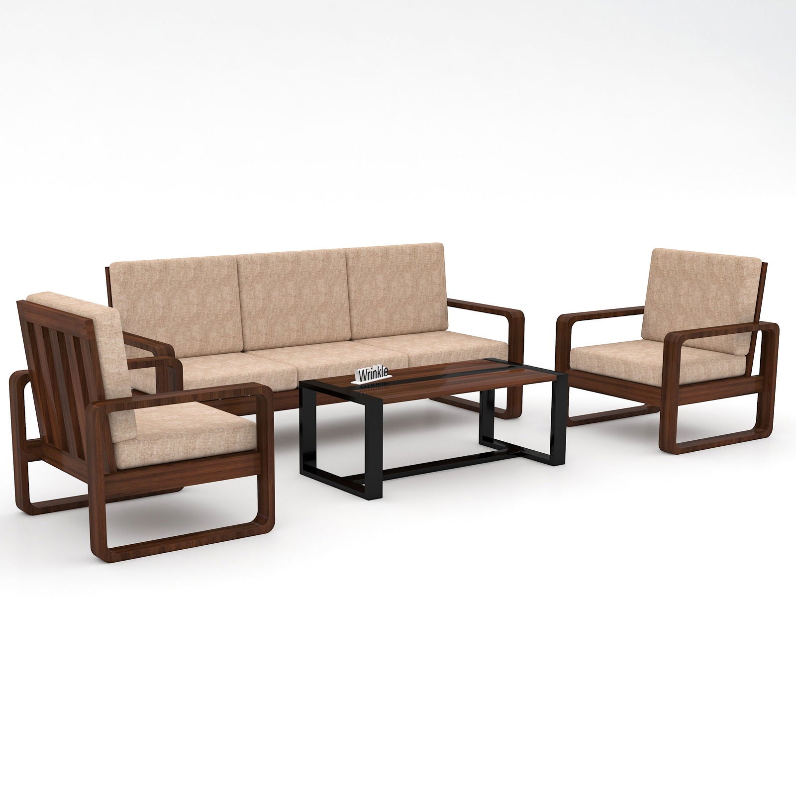 Luxurious Solid Sheesham Wood 5 Seater Sofa Set, ALong with Center Table, Walnut - Furnishiaa -  - 