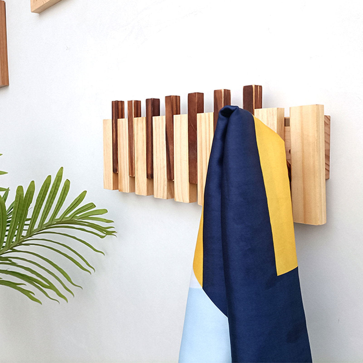 Furnishiaa Modern Wall-Mounted Coat Rack with Wooden Panel & Hooks