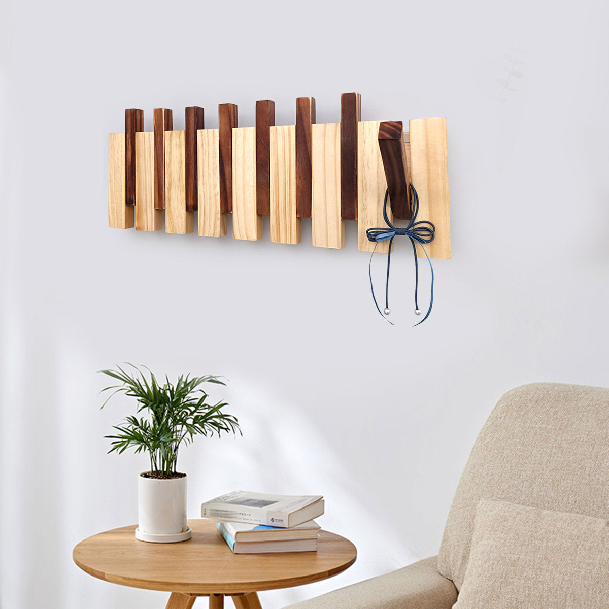 Furnishiaa Modern Wall-Mounted Coat Rack with Wooden Panel & Hooks