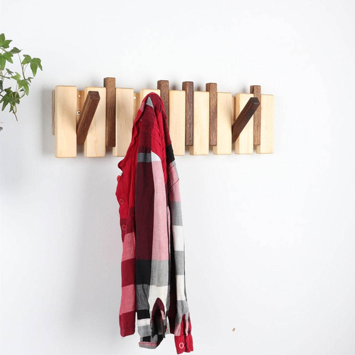 Furnishiaa Modern Wall-Mounted Coat Rack with Wooden Panel & Hooks