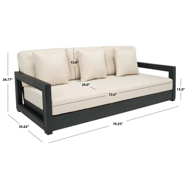 Furnishiaa Solid Wood Black Sofa Set With Coffee Table For Living Room