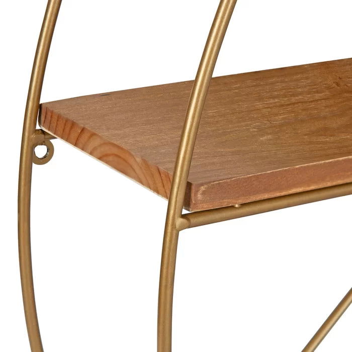Metal/Solid Sheesham Wood 2 Piece Circle Metal Accent Shelf - Furnishiaa -  - 