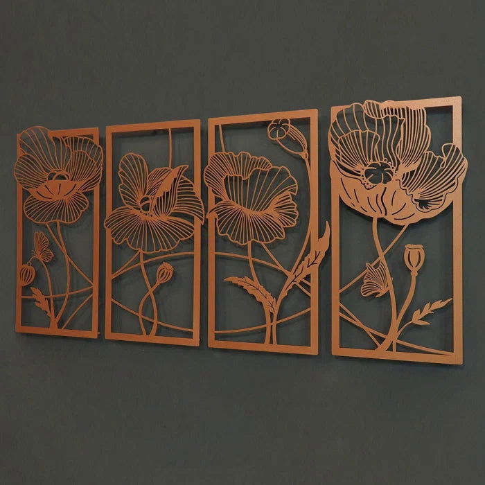 Metal 4 Piece Blossom Wall Hanging Wall Art for Home Décor - Furnishiaa -  - 