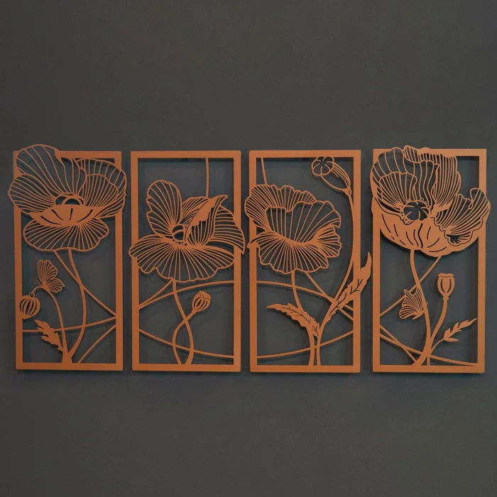 Metal 4 Piece Blossom Wall Hanging Wall Art for Home Décor - Furnishiaa -  - 