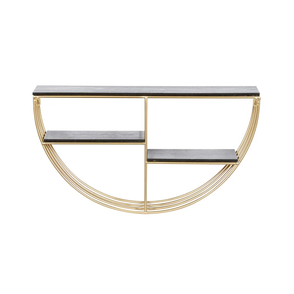 Metal And Solid Sheesham Wood 3 Piece Metal Accent Shelf (Gold) - Furnishiaa -  - 